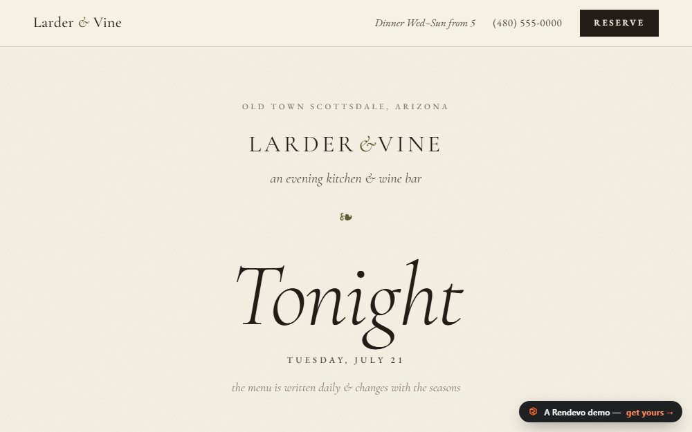 Larder & Vine demo